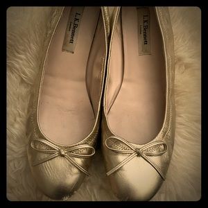 L. K. Bennett Gold Flats size 38